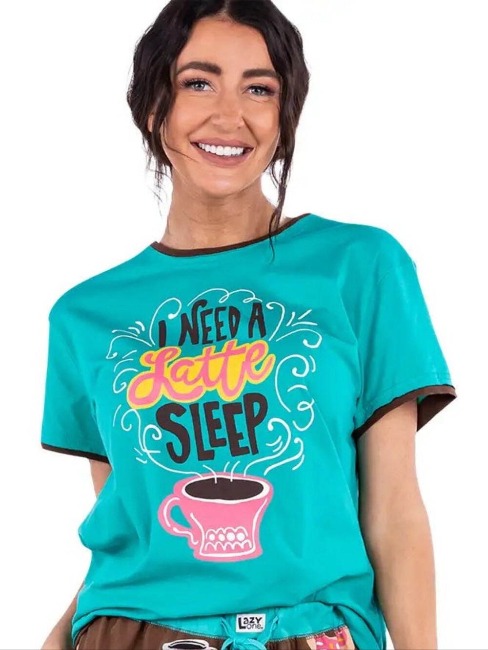 LAZY ONE Teal 'I Need a Latte Sleep' Short-Sleeve Graphic Tee
